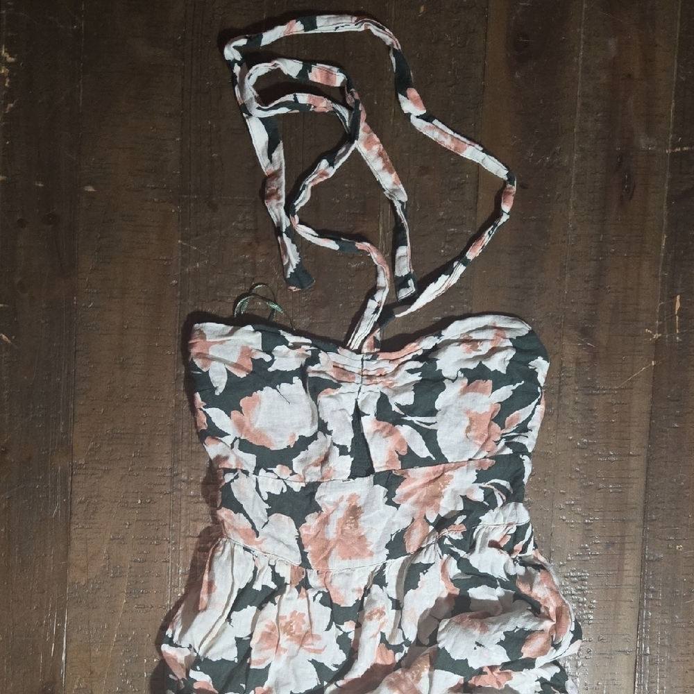 Abercrombie Small Floral Strapless Dress Flowy Floral Boho Cottagecore Halter - Picture 4 of 7